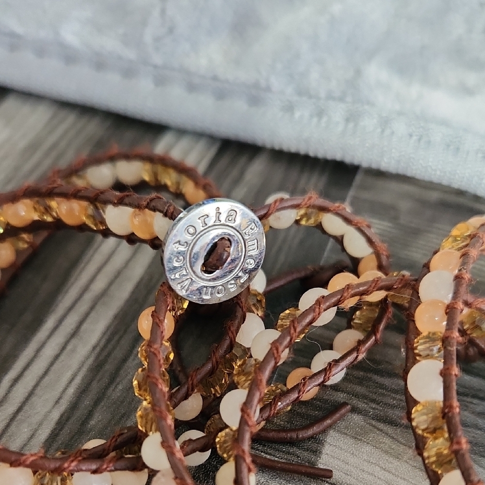 Victoria Emerson Brown and Cream Braided Bracelet